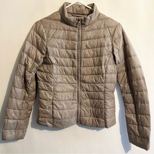 Uniqlo Ultra Light Packable Down Puffer Full Zip Jacket Tan Size XS
